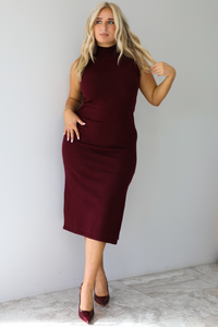 Take Your Time Midi Dress: Burgundy