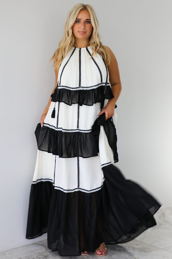 Give It All Maxi Dress: Off White/Black