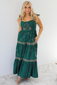 Make An Impression Maxi Dress: Hunter Green/Multi