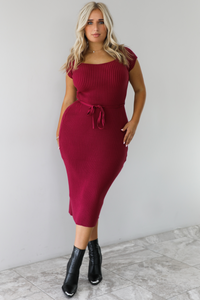 From The Start Midi Dress: Burgundy