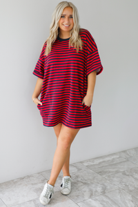 RESTOCK: Easy Does It Tunic: Red/Navy