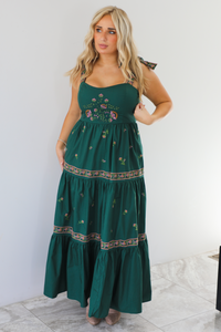 Make An Impression Maxi Dress: Hunter Green/Multi