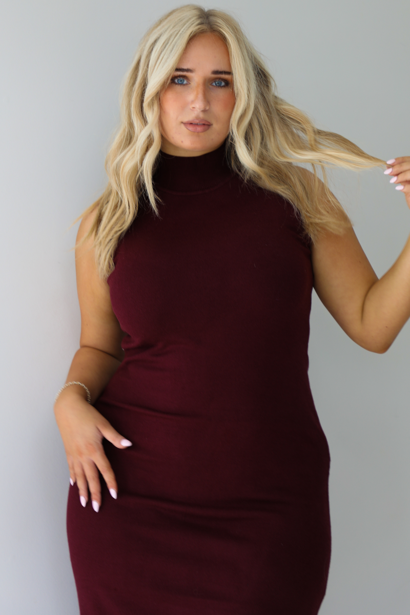 Take Your Time Midi Dress: Burgundy