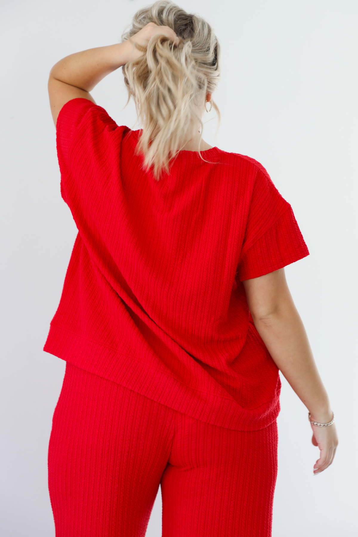 Beautifully You Waffle Knit Set: Red