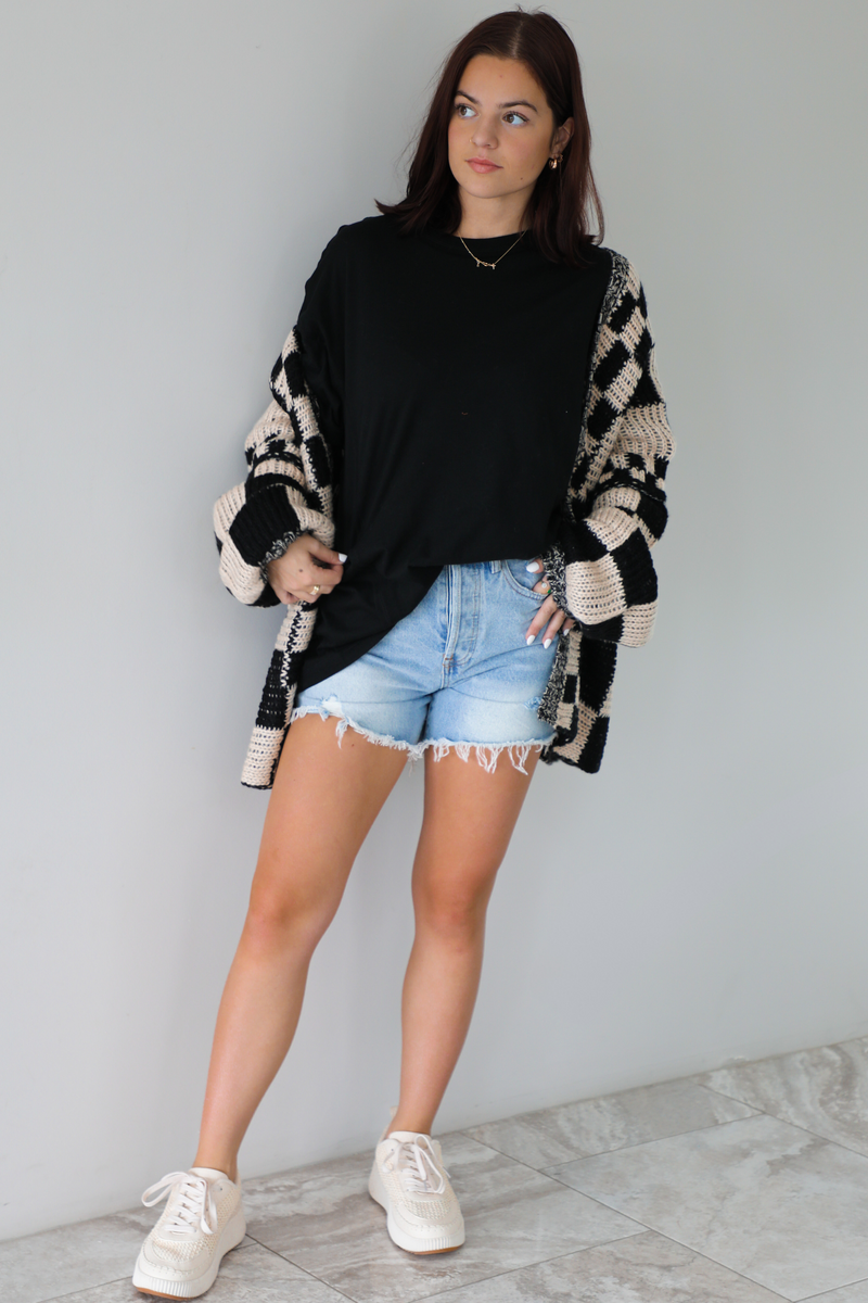 Cozy Moments Cardigan: Black/Cream