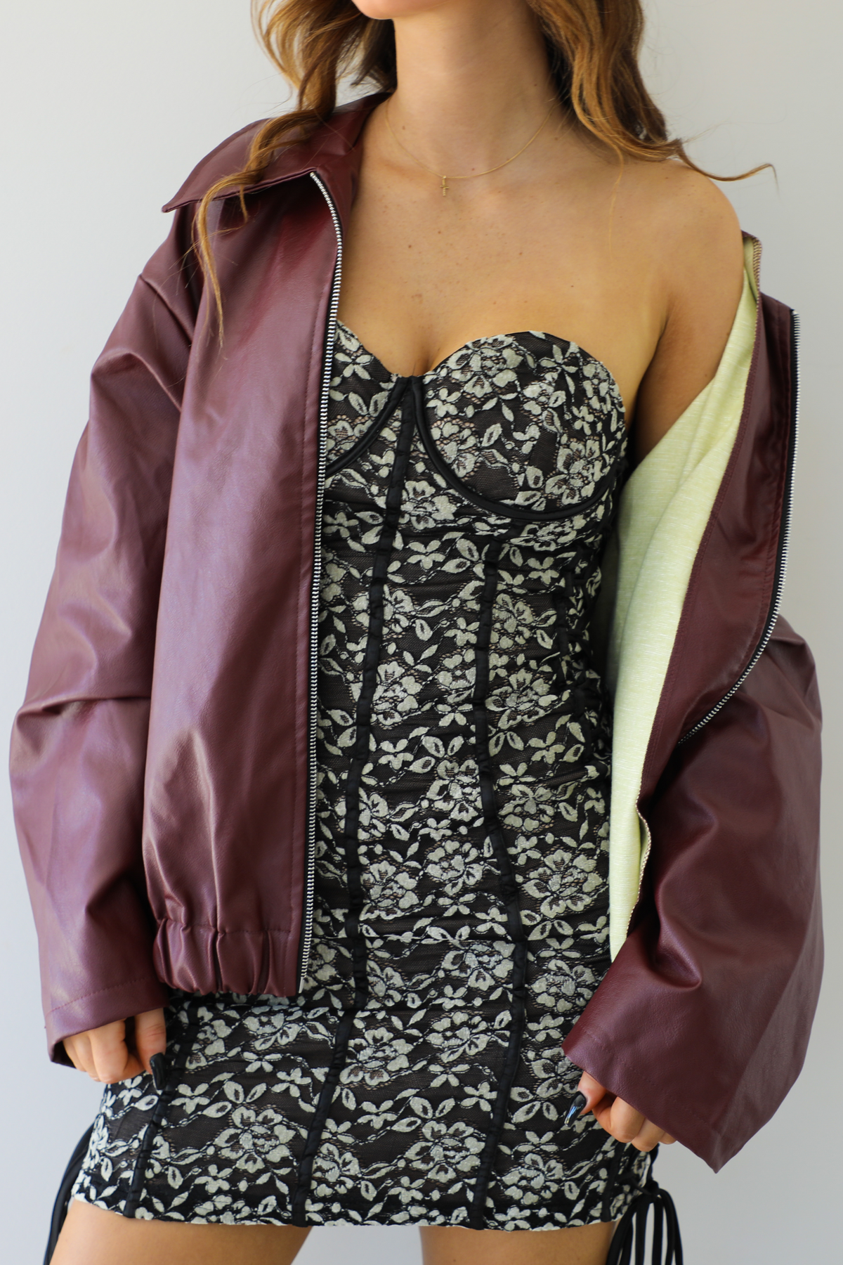 Effortless Edge Leather Jacket: Burgundy