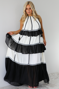 Give It All Maxi Dress: Off White/Black