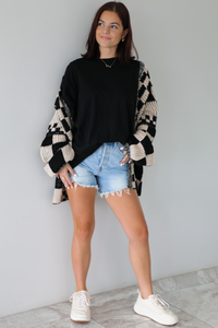 Cozy Moments Cardigan: Black/Cream