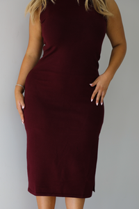 Take Your Time Midi Dress: Burgundy