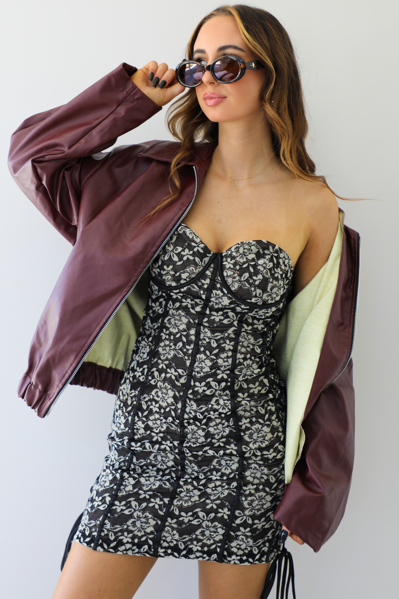 Effortless Edge Leather Jacket: Burgundy