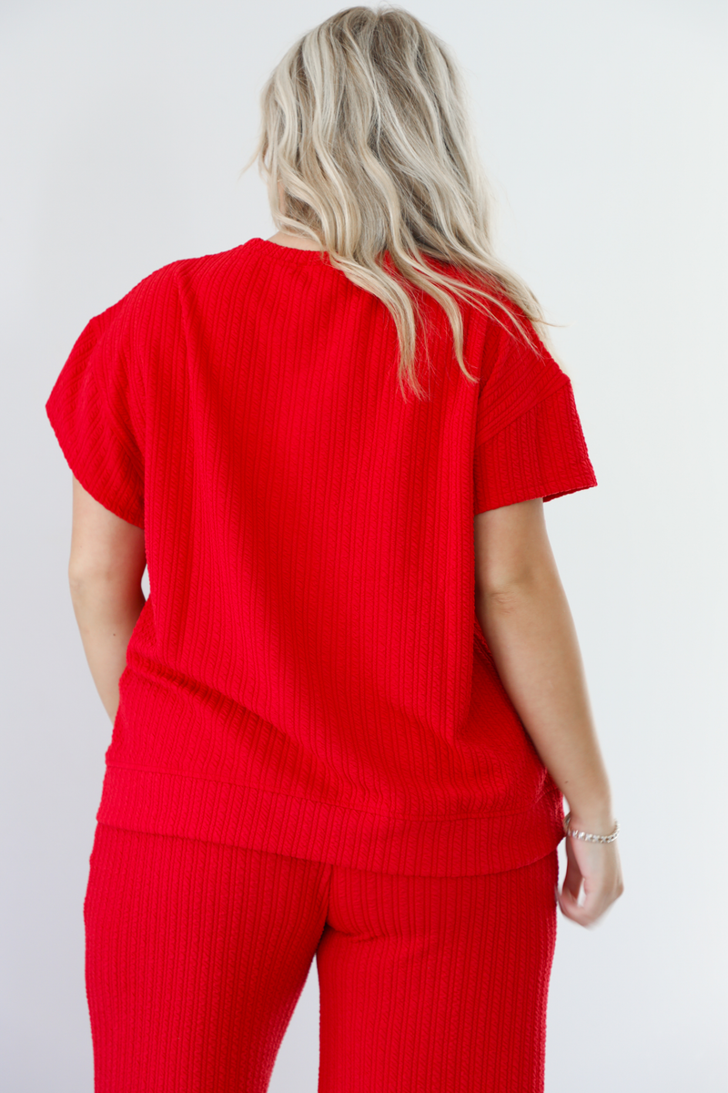 Beautifully You Waffle Knit Set: Red