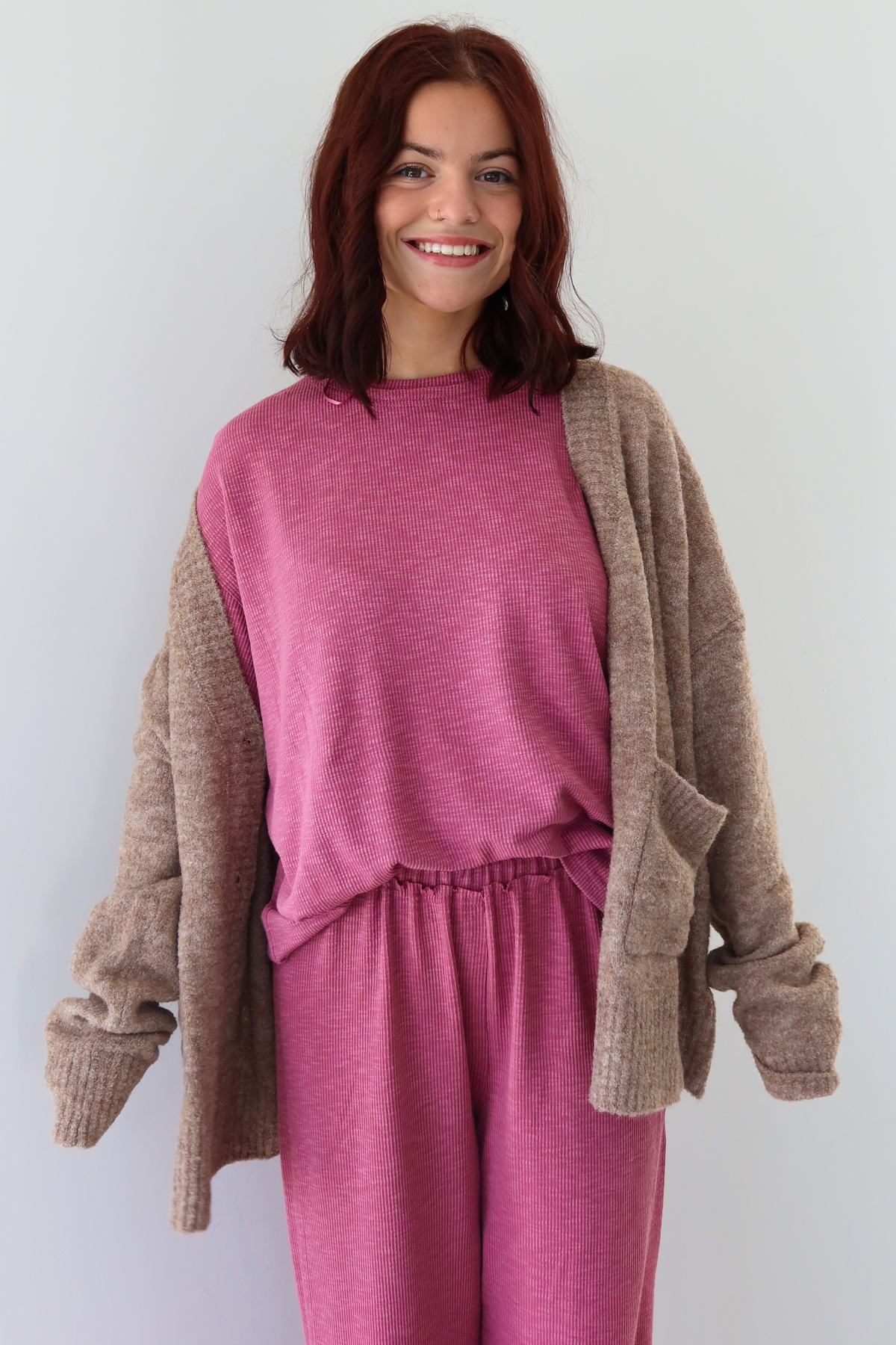 Ready To Chill Cardigan: Taupe