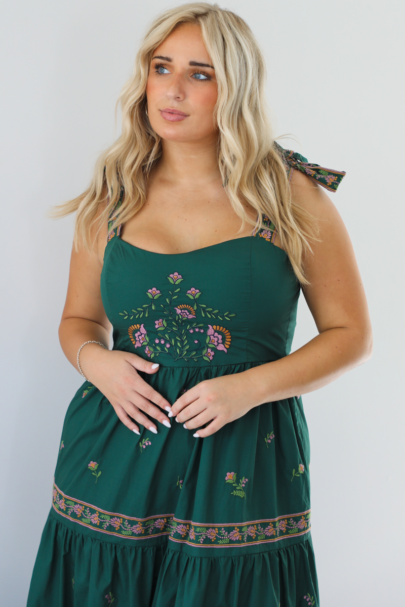 Make An Impression Maxi Dress: Hunter Green/Multi