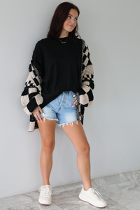 Cozy Moments Cardigan: Black/Cream