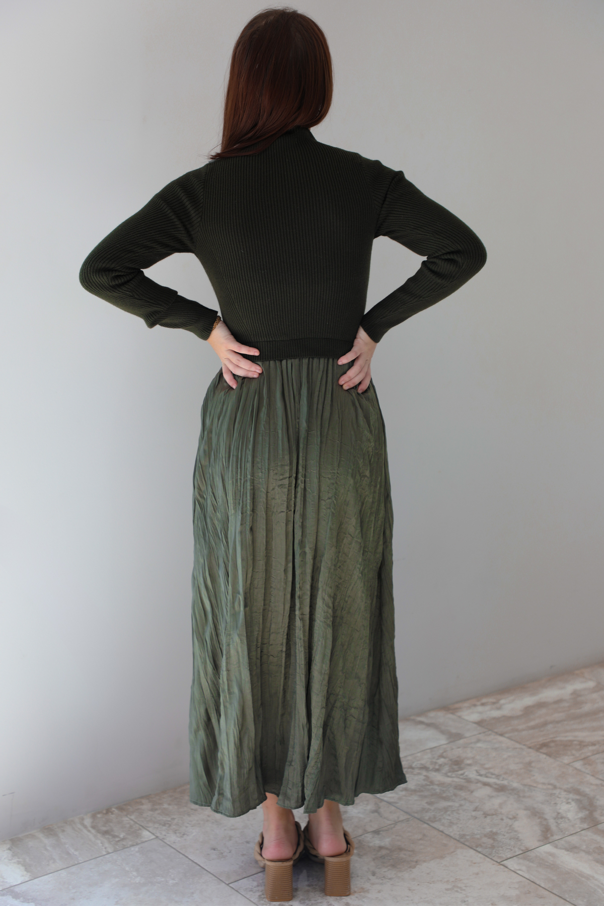 Good Terms Midi Dress: Dark Green