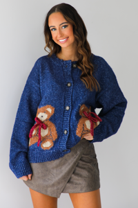 PRE-ORDER: The Teddy Cardigan: Navy/Multi