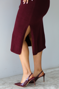 Take Your Time Midi Dress: Burgundy