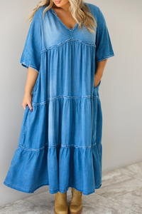 Timeless Beauty Maxi Dress: Denim