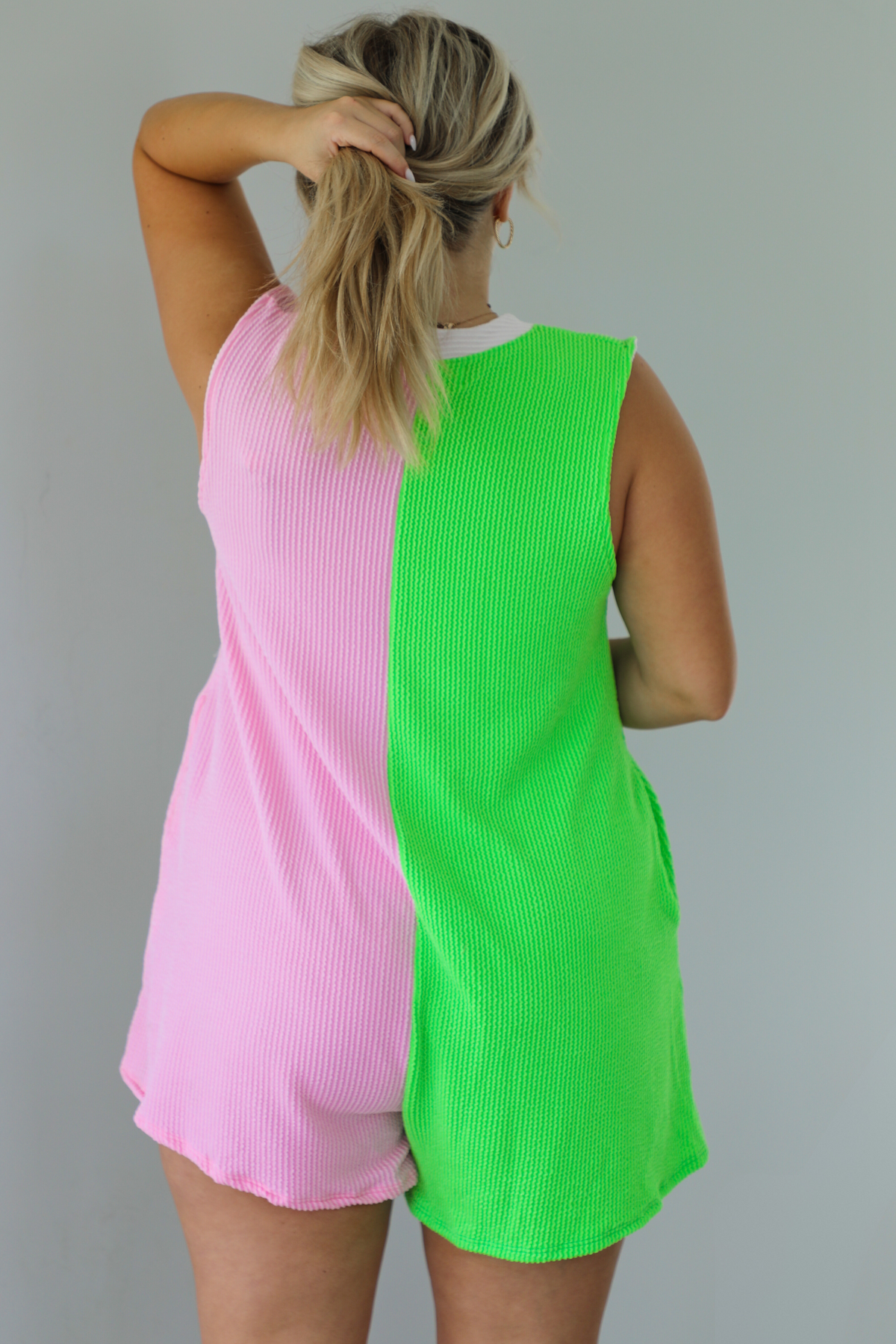 Easy Afternoon Romper: Pink/Green