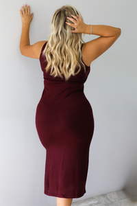 Take Your Time Midi Dress: Burgundy