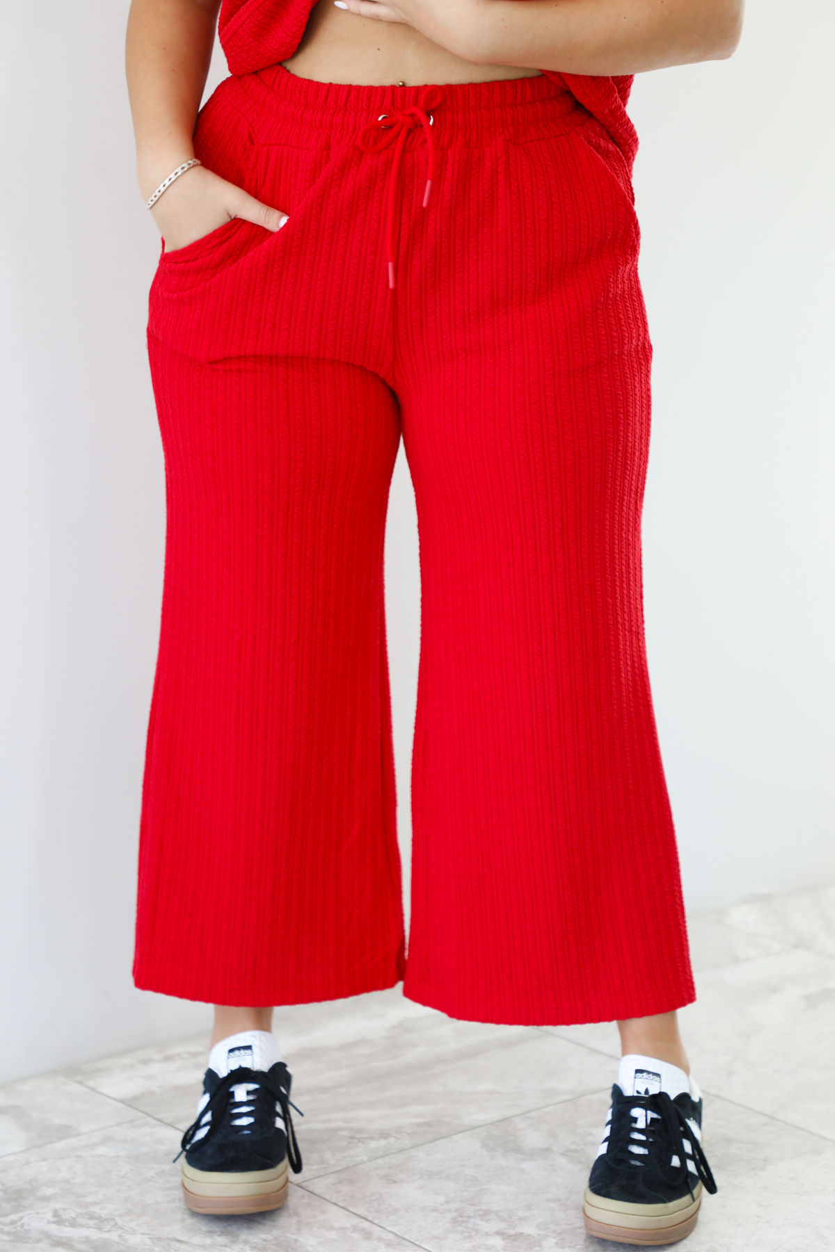 Beautifully You Waffle Knit Set: Red