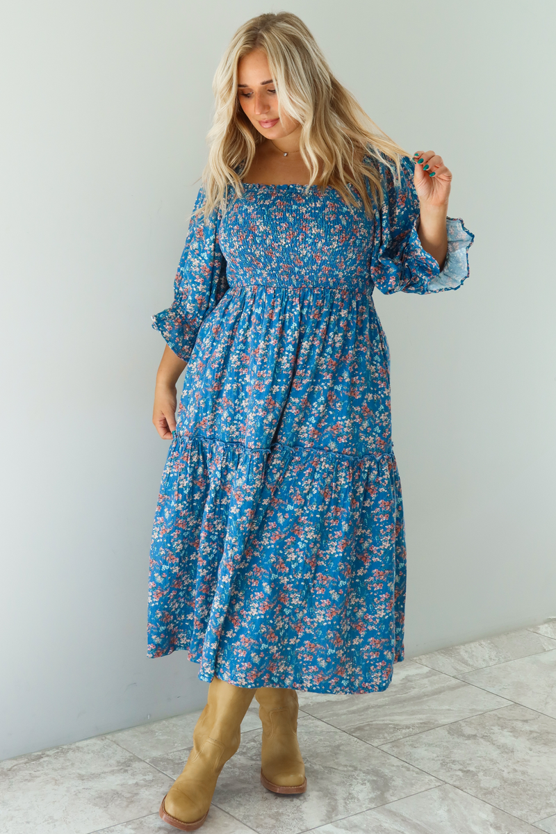 Do You Think Of Me Maxi Dress: Blue/Multi Floral