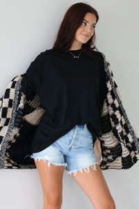 Cozy Moments Cardigan: Black/Cream