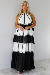 Give It All Maxi Dress: Off White/Black