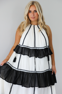 Give It All Maxi Dress: Off White/Black