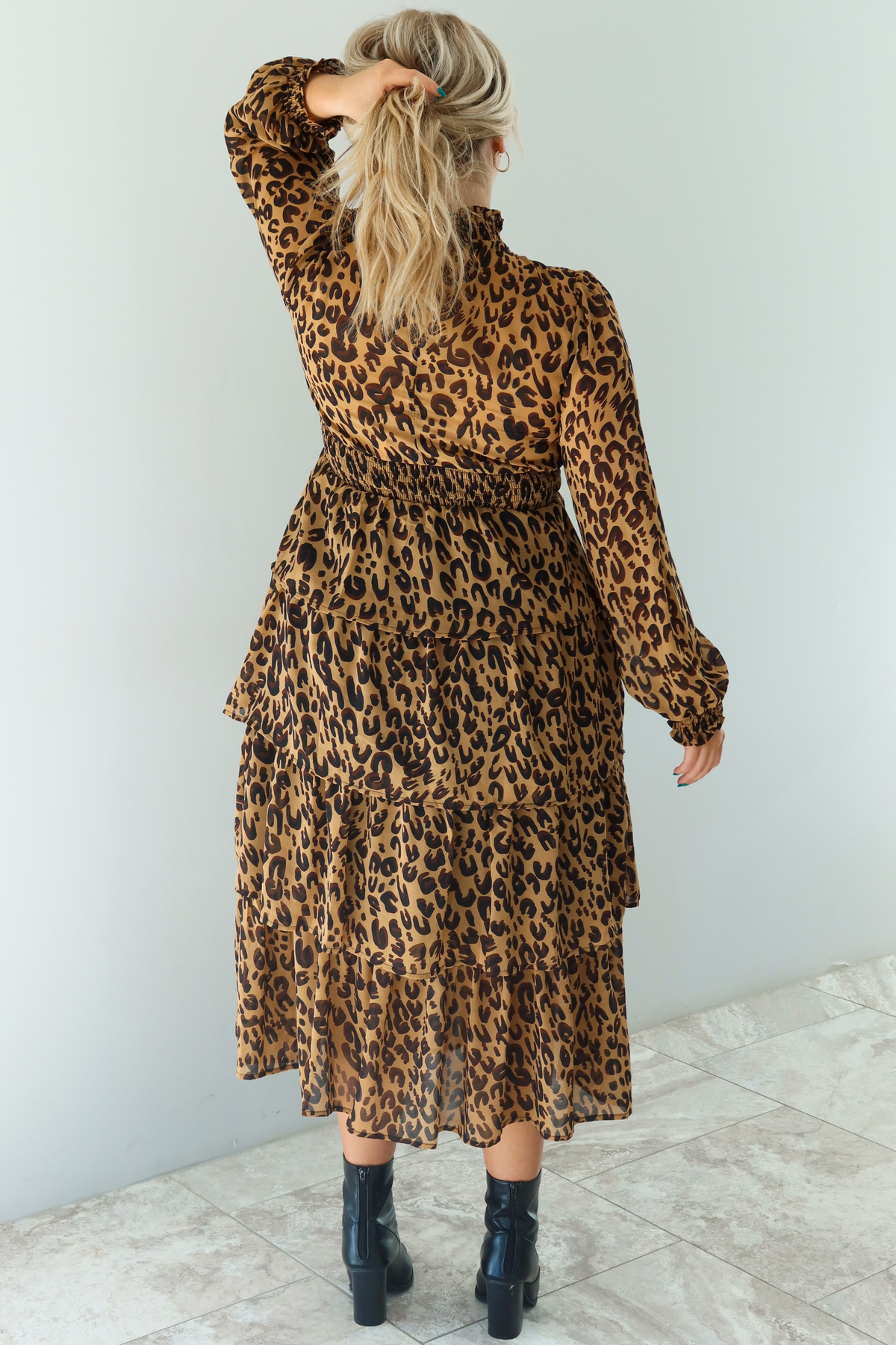 Stay Here Midi Dress: Leopard