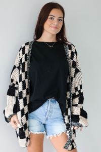 Cozy Moments Cardigan: Black/Cream