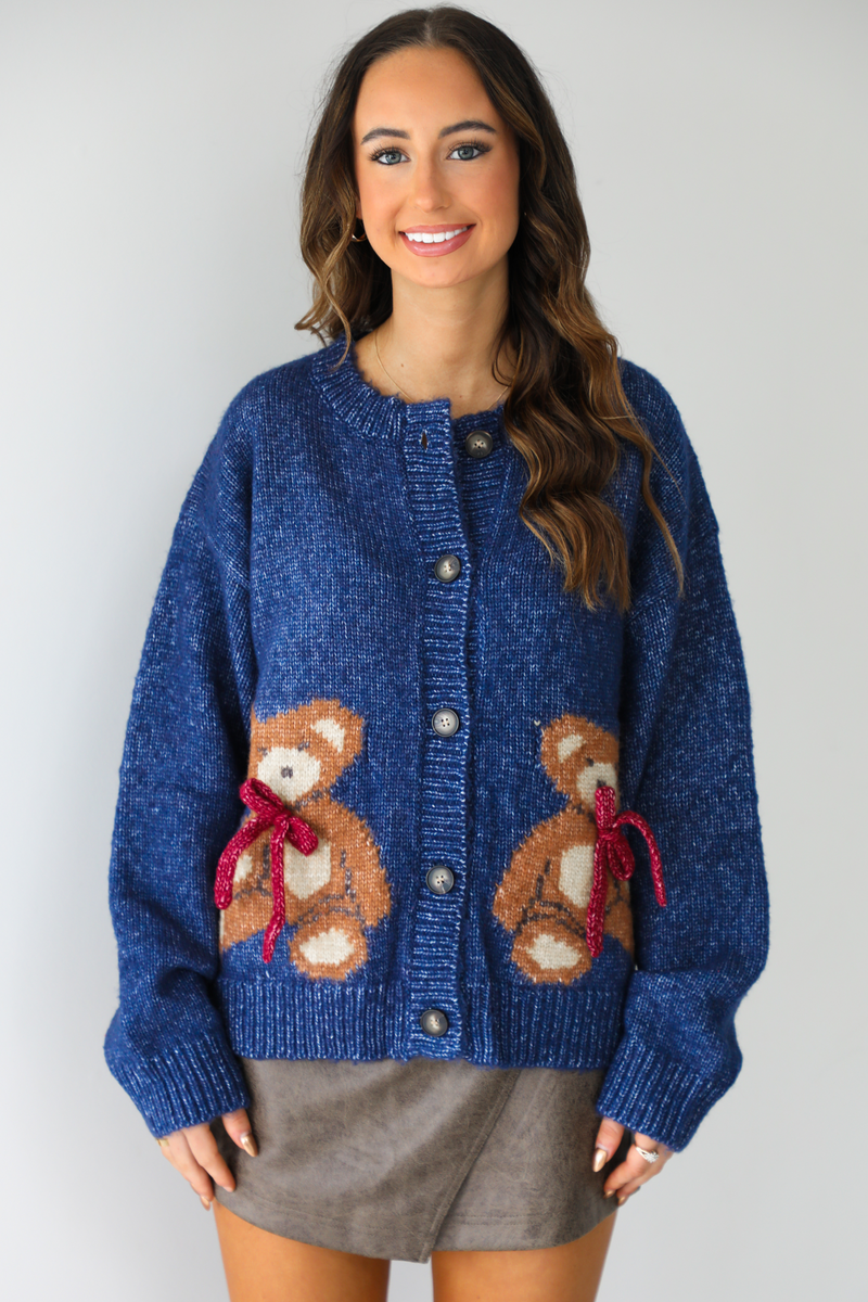 PRE-ORDER: The Teddy Cardigan: Navy/Multi