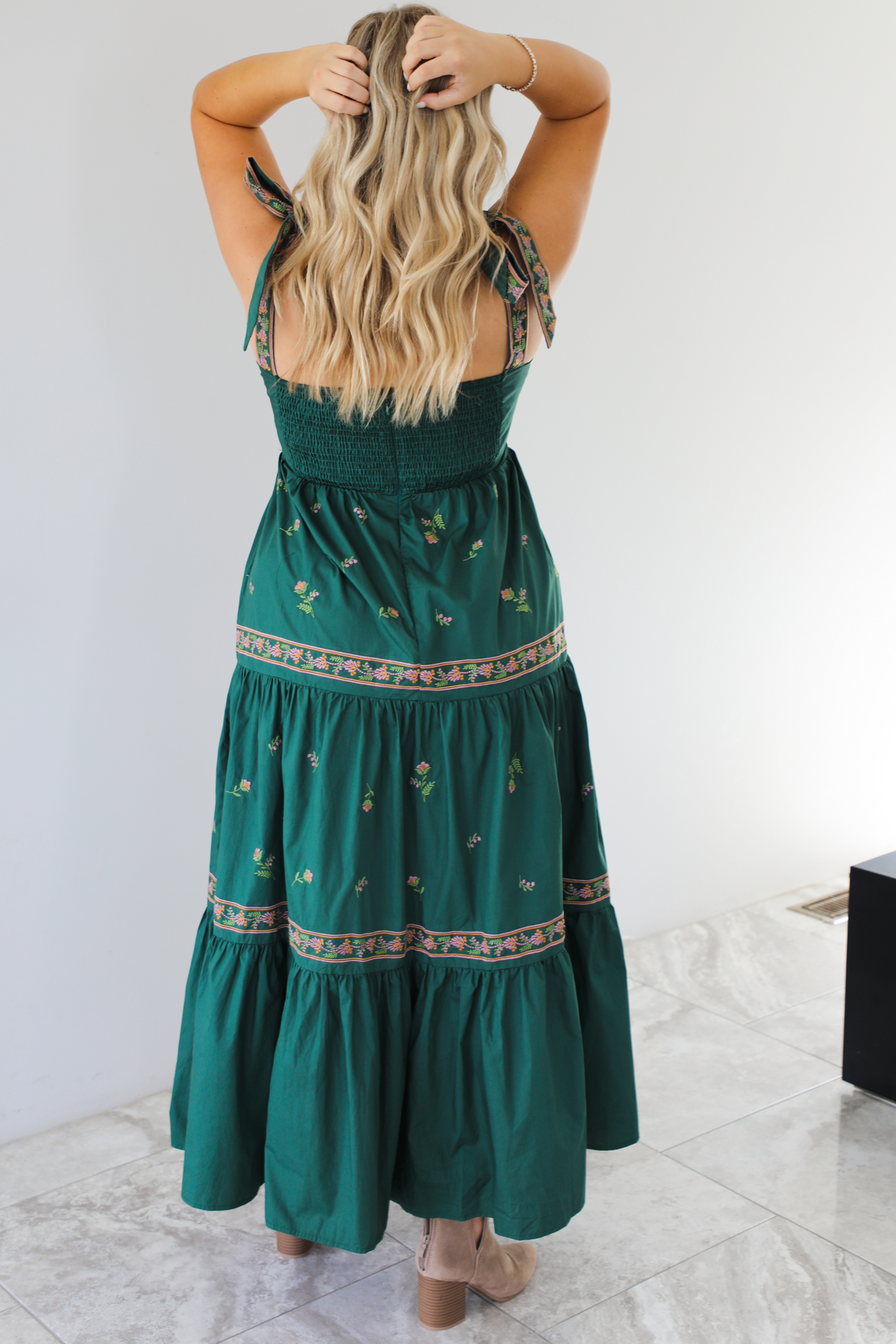 Make An Impression Maxi Dress: Hunter Green/Multi