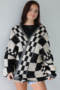 Cozy Moments Cardigan: Black/Cream