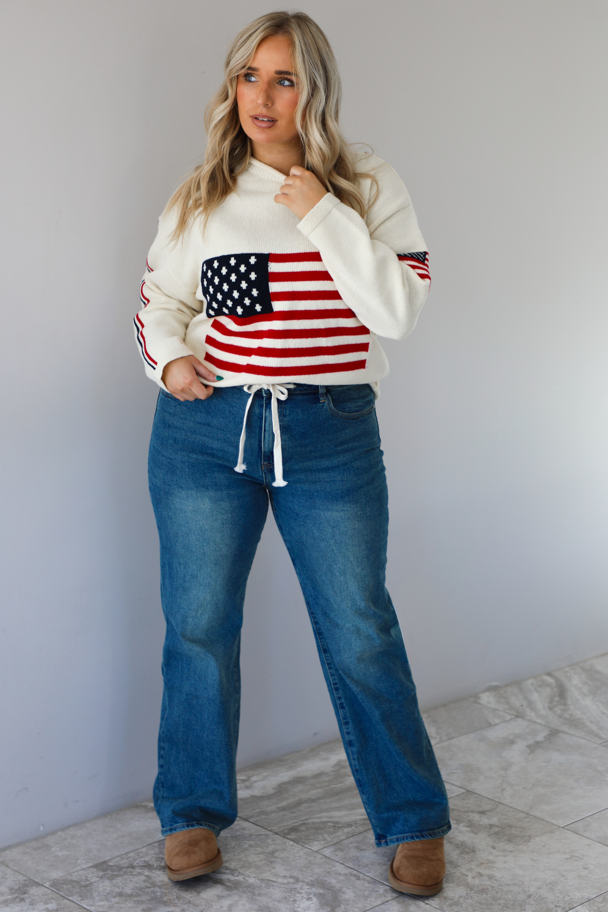 Patriotic Sweater: Cream/Multi