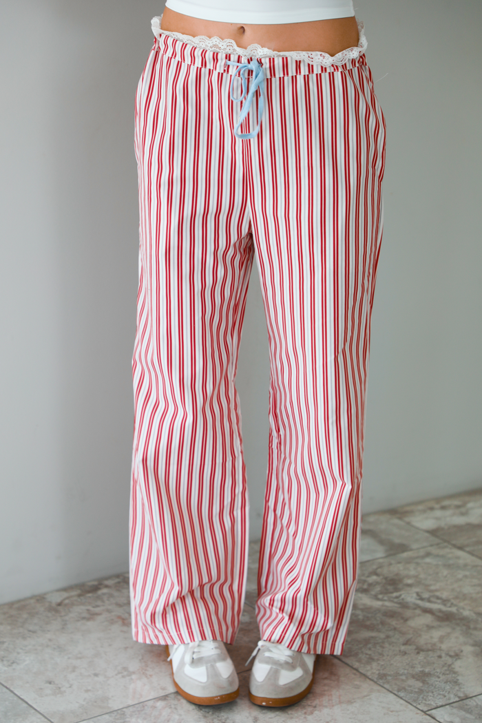 Always On Trend Striped Pants: Red/Multi