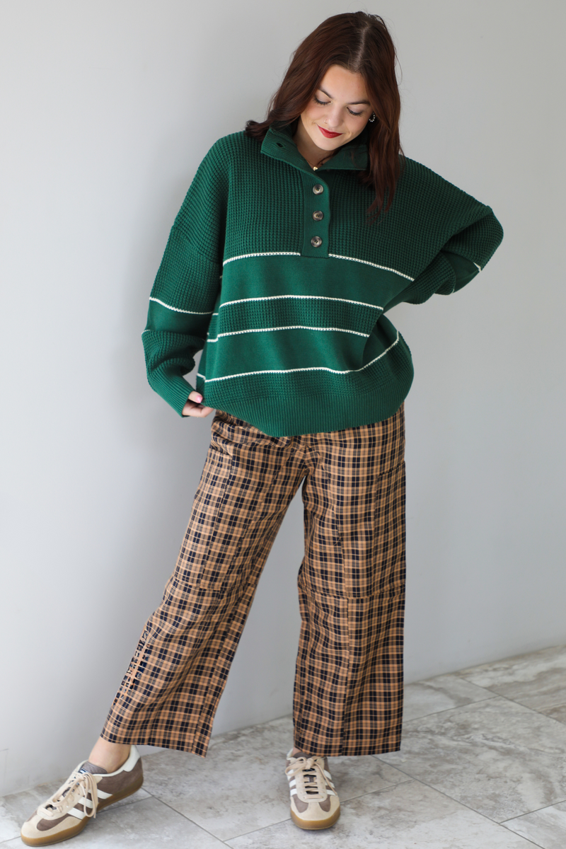 Adore You Pull-Over Sweater: Green/White