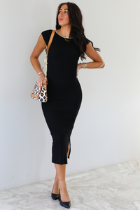 Call It Love Ribbed Dress: Black/White