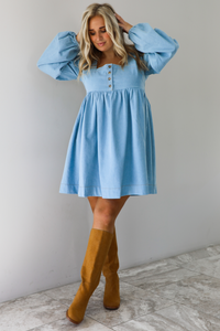 Pumpkin Patch Dress: Light-Wash Denim