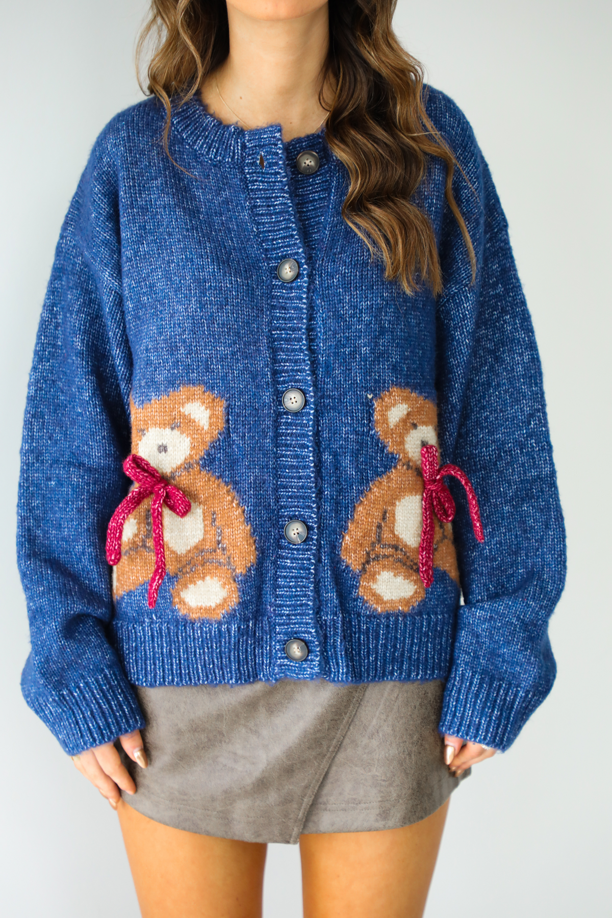 PRE-ORDER: The Teddy Cardigan: Navy/Multi