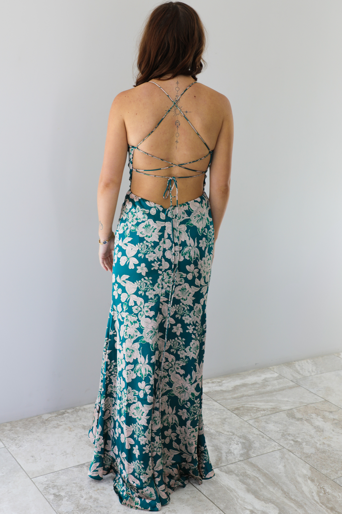 Take A Moment Maxi Dress: Teal/Multi