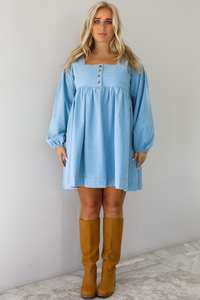 Pumpkin Patch Dress: Light-Wash Denim