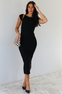 Call It Love Ribbed Dress: Black/White