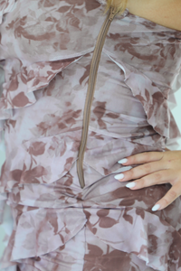 Modern Love Story Midi Dress: Mauve/Multi