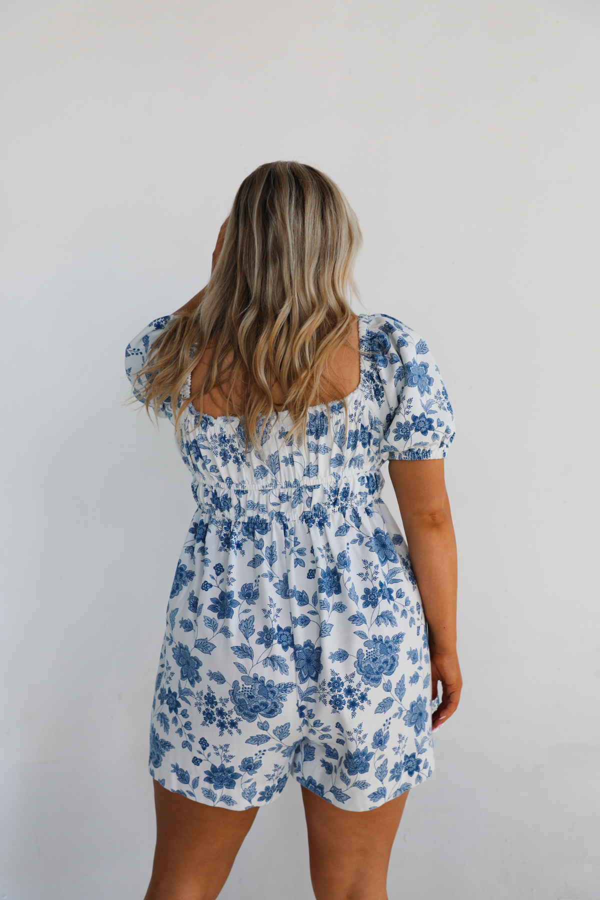 Spring Vibes Romper: White/Blue