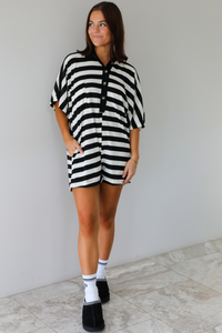 From The Start Romper: Black/White