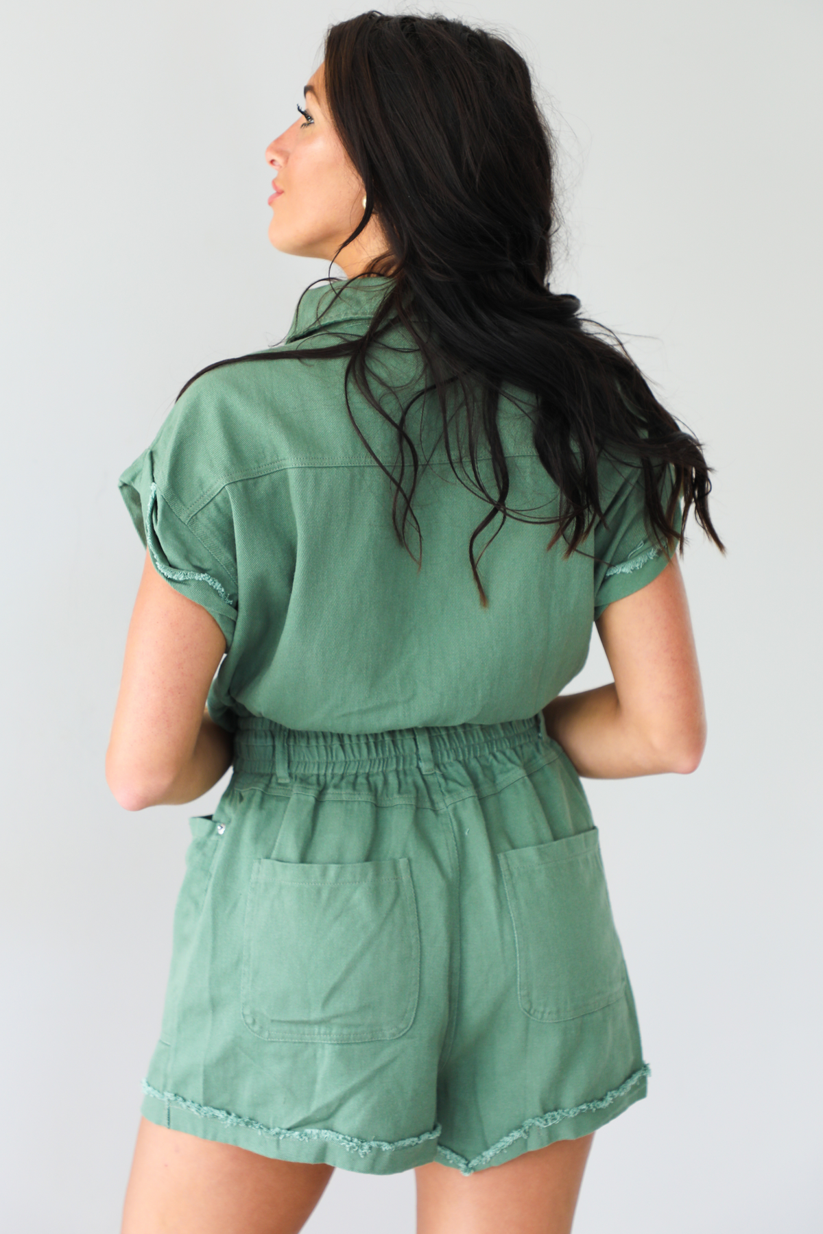 RESTOCK: Still Going Down Romper: Green