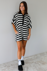 From The Start Romper: Black/White