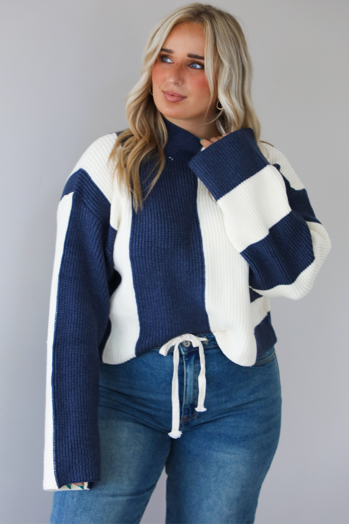 Follow Me Sweater: Navy/White