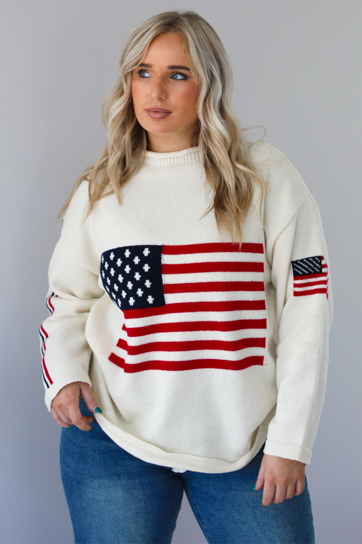 Patriotic Sweater: Cream/Multi